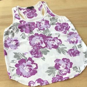 Floral Tank Top - Purple and Gray